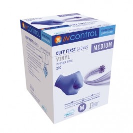 InControl Cuff First Vinyl (Powder Free) Blue Gloves